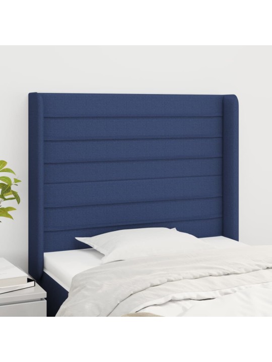 Čelo postele typu ušák modré 93x16x118/128 cm textil