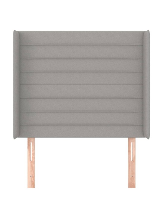 Čelo postele typu ušák světle šedé 103x16x118/128 cm textil