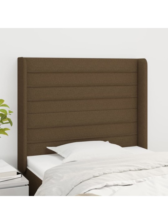 Čelo postele typu ušák tmavě hnědé 103x16x118/128 cm textil