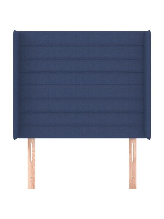 Čelo postele typu ušák modré 103x16x118/128 cm textil
