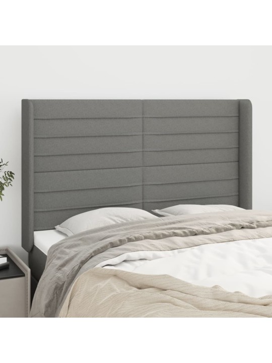Čelo postele typu ušák tmavě šedé 147x16x118/128 cm textil