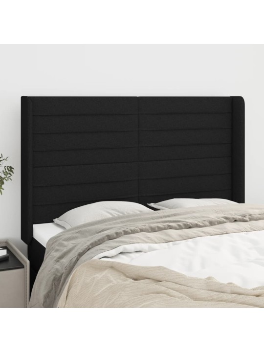 Čelo postele typu ušák černé 147x16x118/128 cm textil
