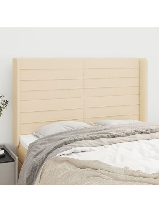 Čelo postele typu ušák krémové 147x16x118/128 cm textil