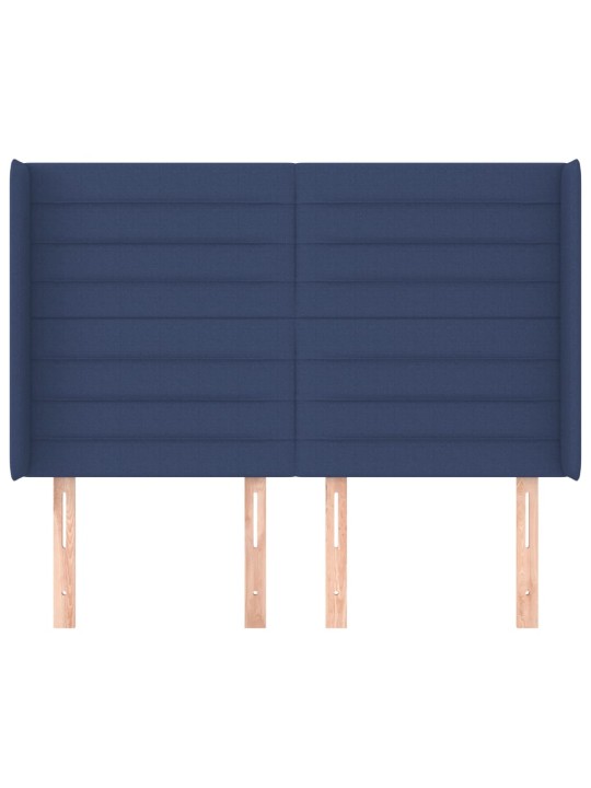 Čelo postele typu ušák modré 147x16x118/128 cm textil