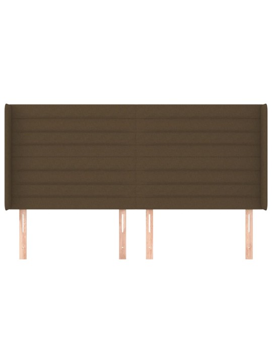 Čelo postele typu ušák tmavě hnědé 163x16x118/128 cm textil