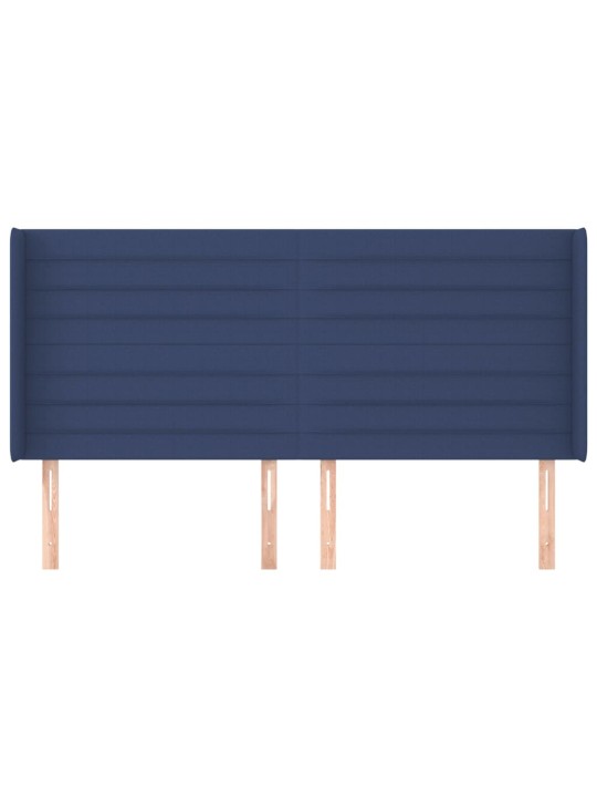 Čelo postele typu ušák modré 163x16x118/128 cm textil
