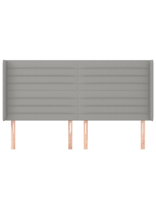 Čelo postele typu ušák světle šedé 203x16x118/128 cm textil
