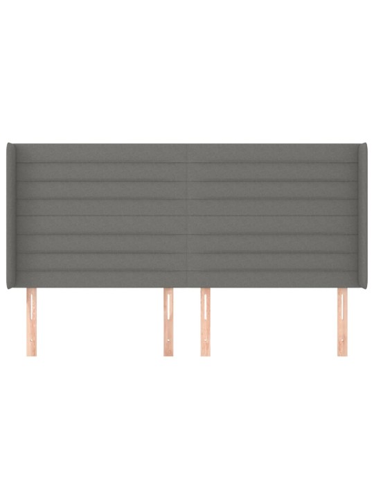 Čelo postele typu ušák tmavě šedé 203x16x118/128 cm textil