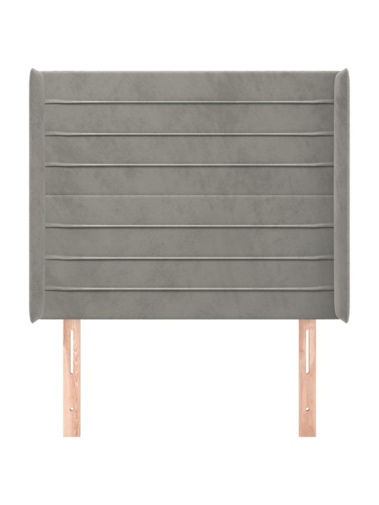 Čelo postele typu ušák světle šedé 93x16x118/128 cm samet