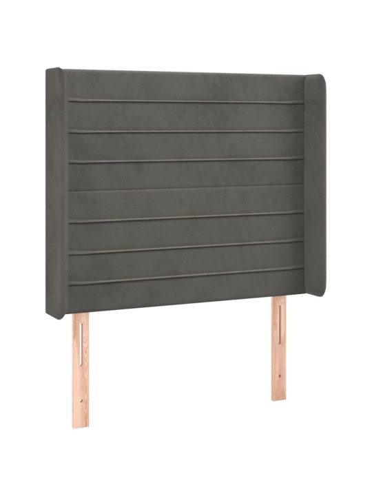 Čelo postele typu ušák tmavě šedé 93x16x118/128 cm samet