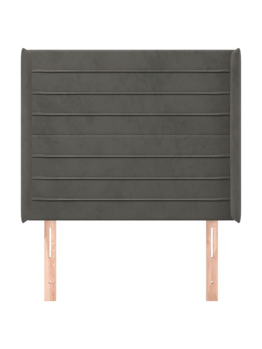 Čelo postele typu ušák tmavě šedé 93x16x118/128 cm samet