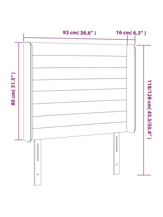 Čelo postele typu ušák tmavě šedé 93x16x118/128 cm samet