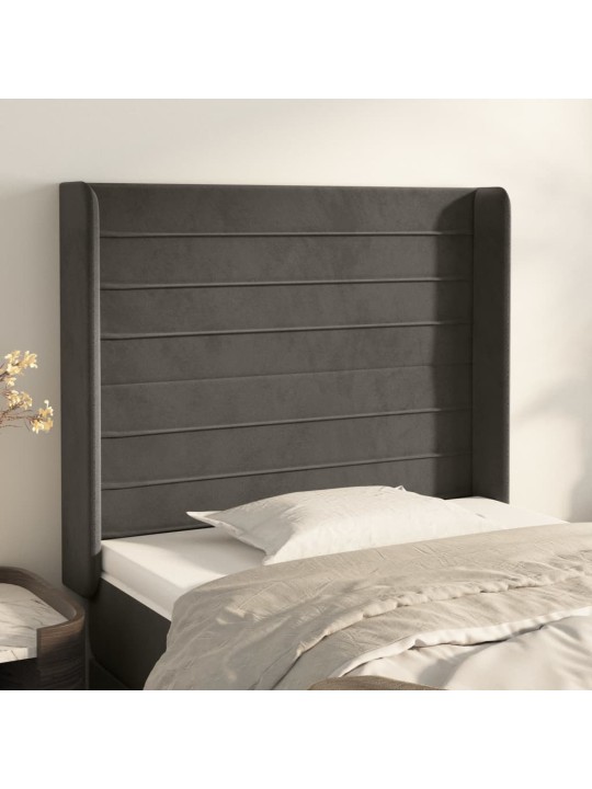 Čelo postele typu ušák tmavě šedé 93x16x118/128 cm samet