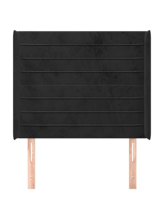 Čelo postele typu ušák černé 93x16x118/128 cm samet