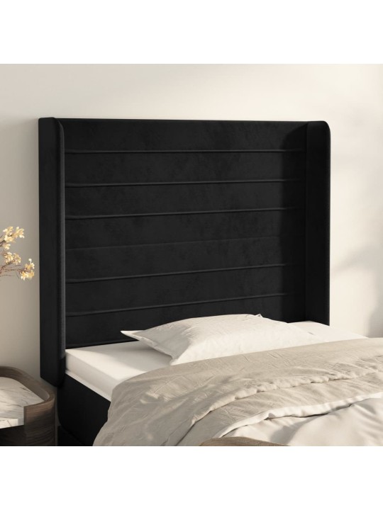 Čelo postele typu ušák černé 93x16x118/128 cm samet