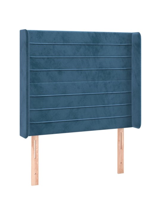 Čelo postele typu ušák tmavě modrá 93x16x118/128 cm samet