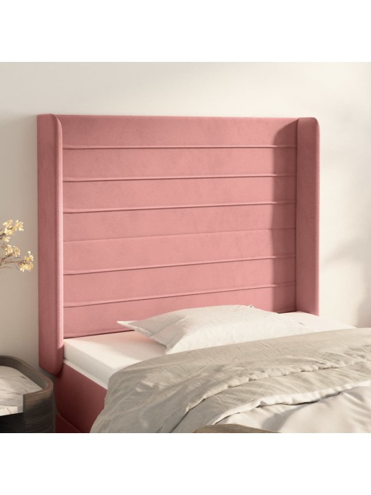 Čelo postele typu ušák růžové 93x16x118/128 cm samet
