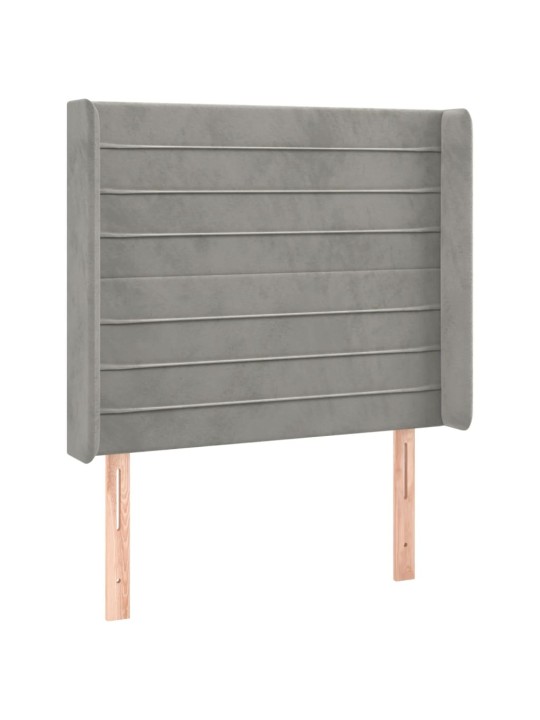 Čelo postele typu ušák světle šedé 103x16x118/128 cm samet