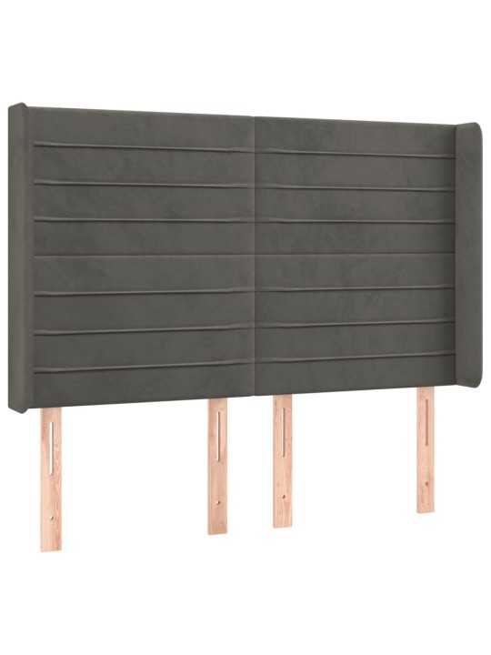 Čelo postele typu ušák tmavě šedé 147x16x118/128 cm samet