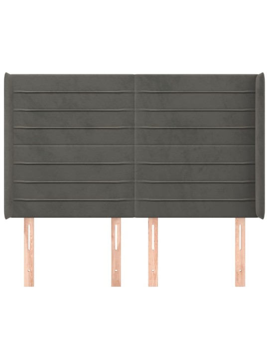 Čelo postele typu ušák tmavě šedé 147x16x118/128 cm samet