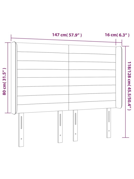 Čelo postele typu ušák tmavě šedé 147x16x118/128 cm samet