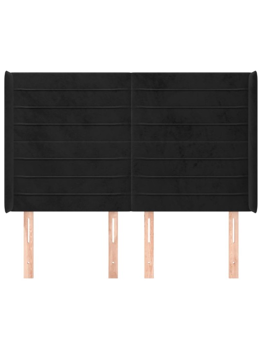 Čelo postele typu ušák černé 147x16x118/128 cm samet