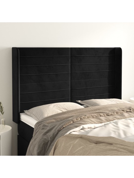 Čelo postele typu ušák černé 147x16x118/128 cm samet