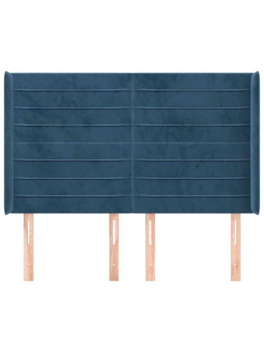 Čelo postele typu ušák tmavě modrá 147x16x118/128 cm samet