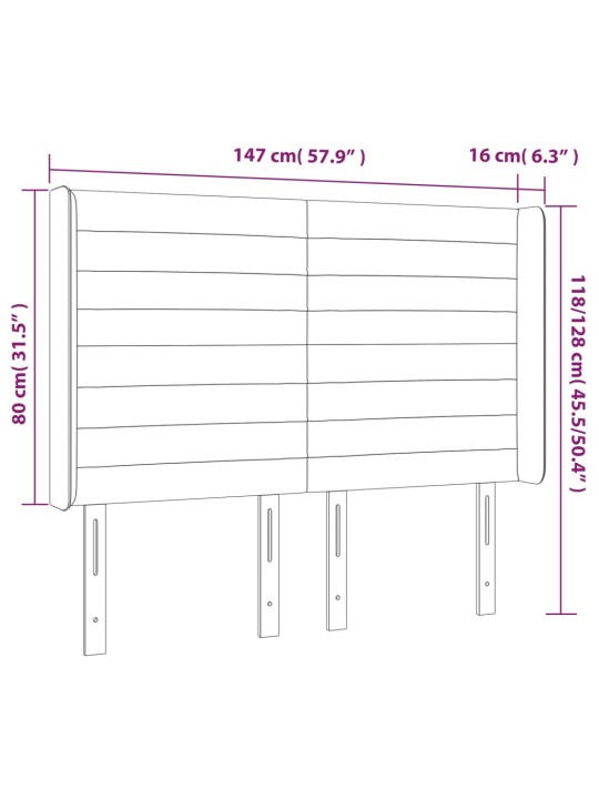 Čelo postele typu ušák tmavě modrá 147x16x118/128 cm samet