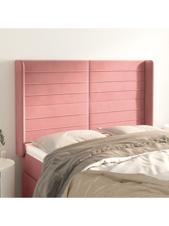 Čelo postele typu ušák růžové 147x16x118/128 cm samet