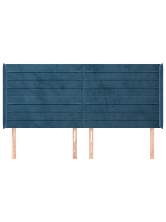 Čelo postele typu ušák tmavě modrá 163x16x118/128 cm samet