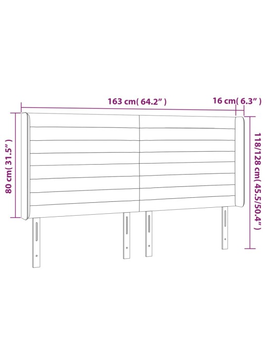 Čelo postele typu ušák tmavě modrá 163x16x118/128 cm samet
