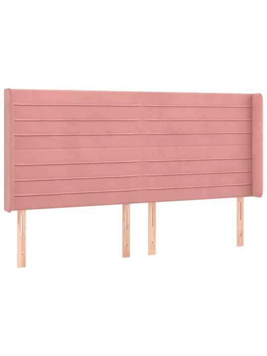Čelo postele typu ušák růžové 163x16x118/128 cm samet
