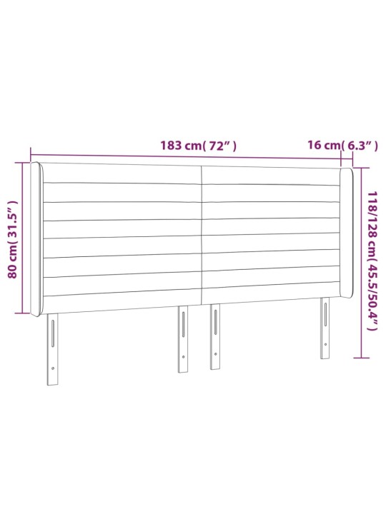Čelo postele typu ušák tmavě šedé 183x16x118/128 cm samet