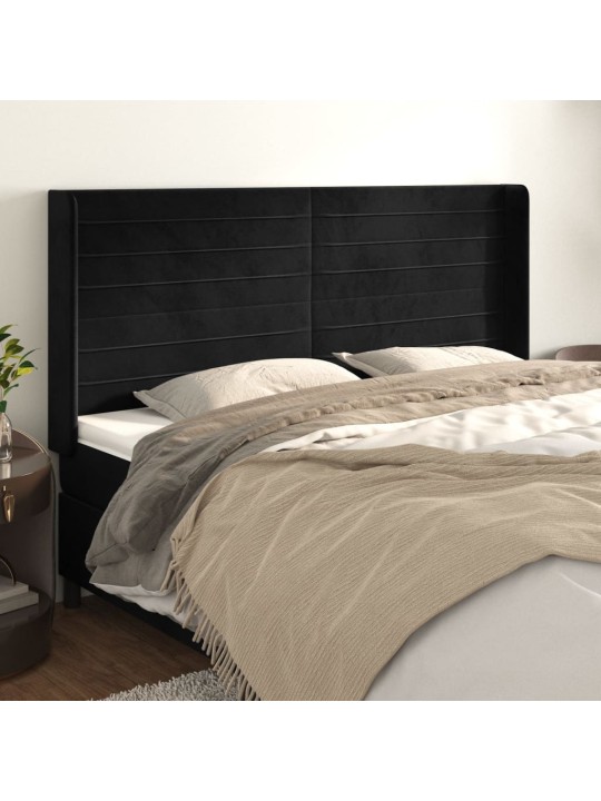 Čelo postele typu ušák černé 183x16x118/128 cm samet