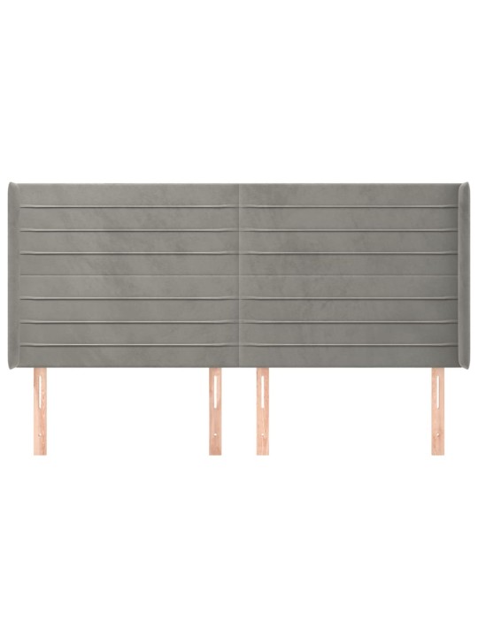 Čelo postele typu ušák světle šedé 203x16x118/128 cm samet
