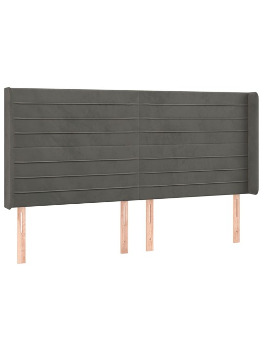 Čelo postele typu ušák tmavě šedé 203x16x118/128 cm samet