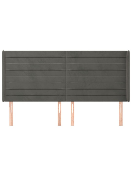 Čelo postele typu ušák tmavě šedé 203x16x118/128 cm samet