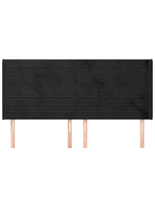 Čelo postele typu ušák černé 203x16x118/128 cm samet