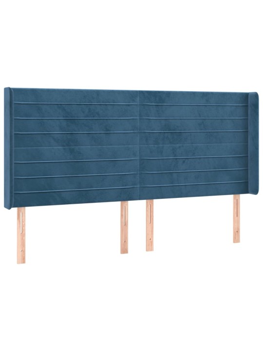 Čelo postele typu ušák tmavě modrá 203x16x118/128 cm samet