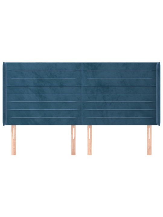 Čelo postele typu ušák tmavě modrá 203x16x118/128 cm samet