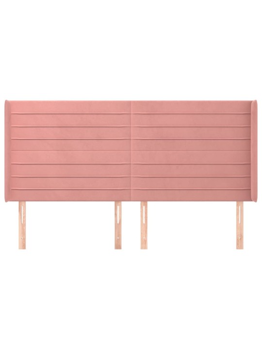 Čelo postele typu ušák růžové 203x16x118/128 cm samet