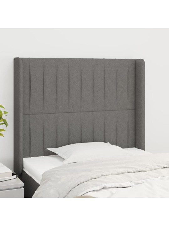 Čelo postele typu ušák tmavě šedé 83x16x118/128 cm textil