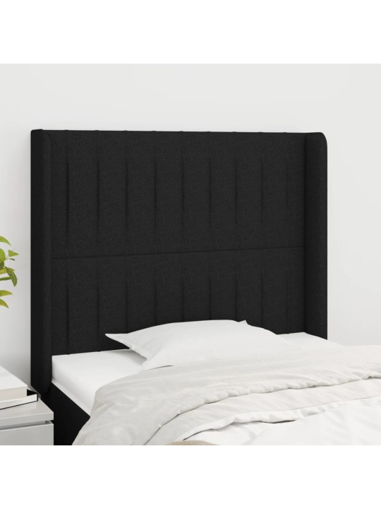 Čelo postele typu ušák černé 83x16x118/128 cm textil