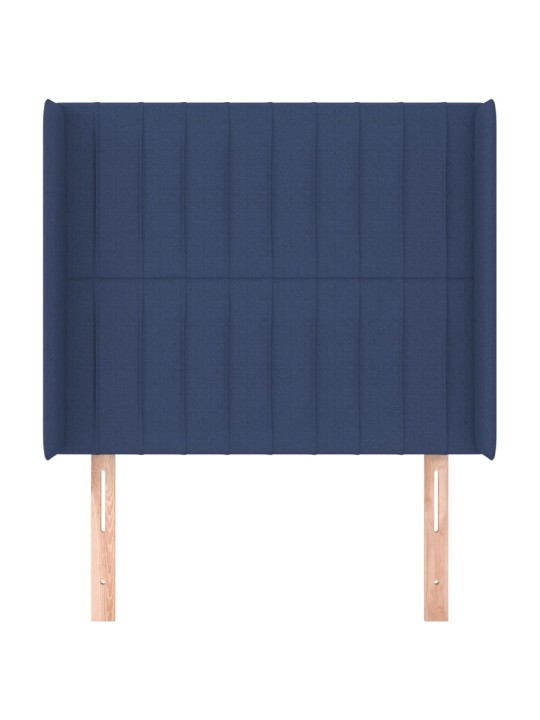 Čelo postele typu ušák modré 83x16x118/128 cm textil