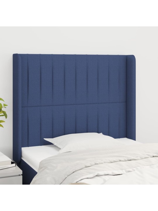 Čelo postele typu ušák modré 83x16x118/128 cm textil