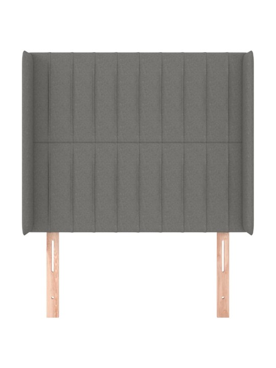 Čelo postele typu ušák tmavě šedé 93x16x118/128 cm textil
