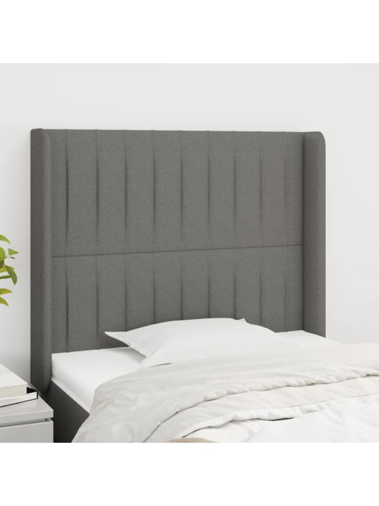 Čelo postele typu ušák tmavě šedé 93x16x118/128 cm textil