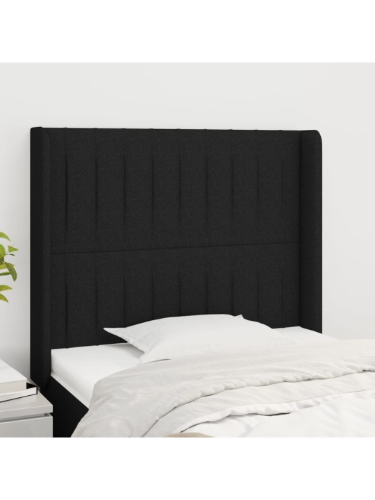 Čelo postele typu ušák černé 93x16x118/128 cm textil