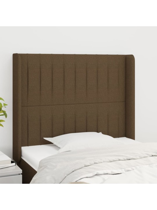 Čelo postele typu ušák tmavě hnědé 93x16x118/128 cm textil